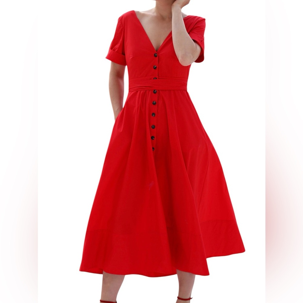 Tuckernuck Elegant Red Button-Down Dress
